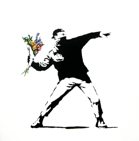 Flower Chucker image - man throwing flowers